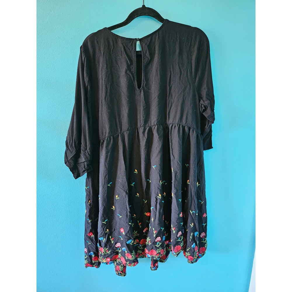 Torrid Black Floral Embroidered Babydoll Mini Dress Plus Size 3 (3x) - Picture 3 of 7